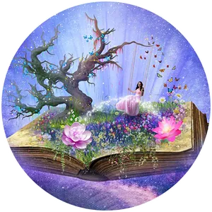 A book exploding with fantasy imagery